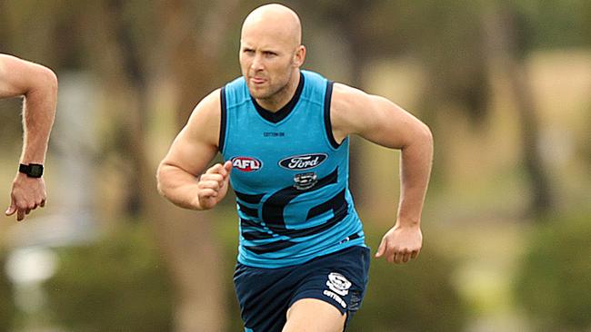 Gary Ablett at Geelong Cats AFLX training. Picture: Alison Wynd