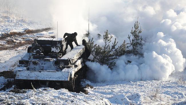 Servicemen from Russia and Belarus are holding joint exercises in what many believe could be a precursor for an invasion of Ukraine. Picture: AFP