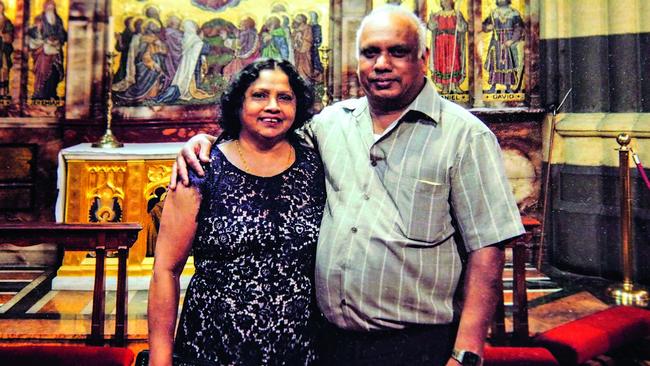 Ann Peiris, in a photo with her husband, Ranjith, days before his death. Picture: Supplied.