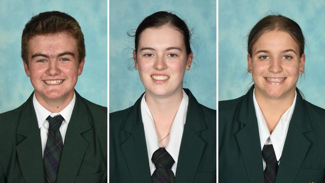 St Joseph's Stanthorpe 2022 school vice captains Lucas Wren, Kaelie Doyle, and Ashley O’Brien.