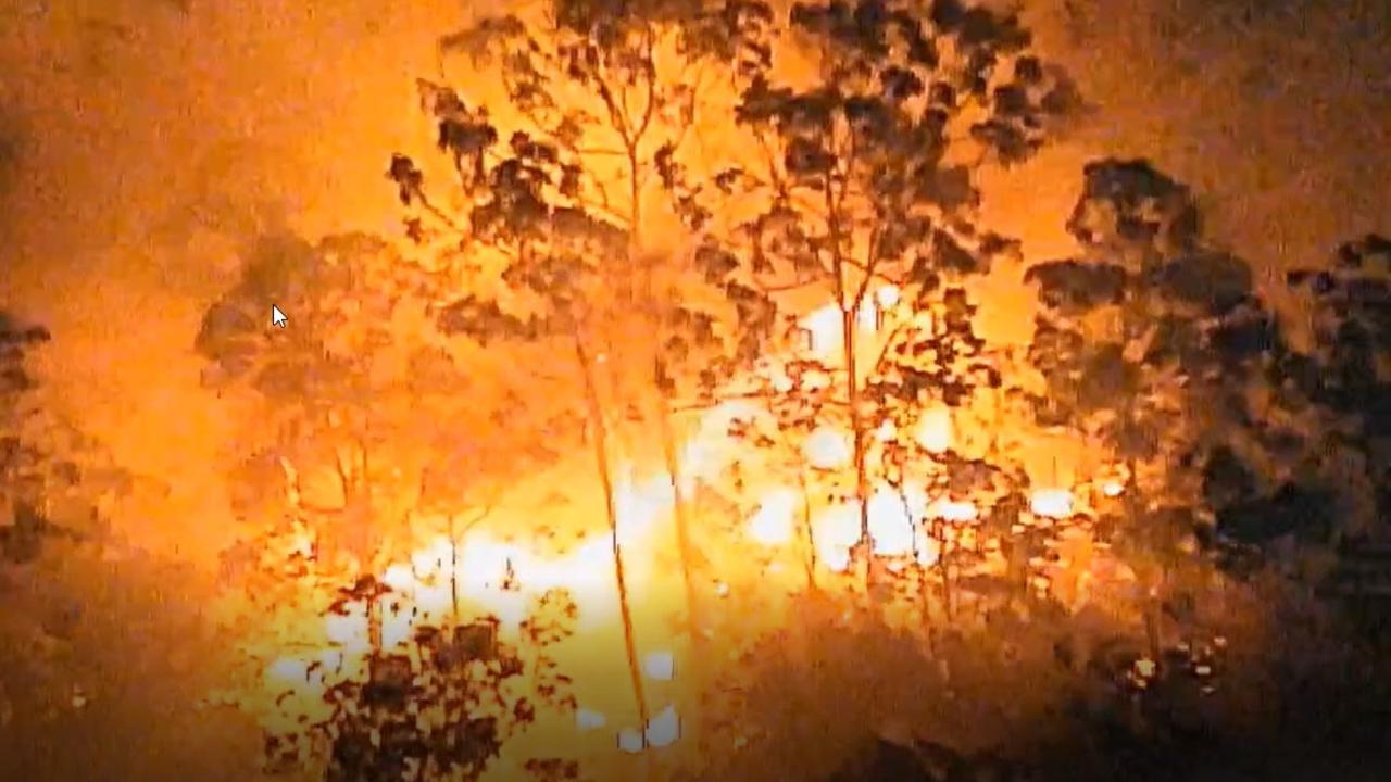 Queensland Police vision of the Lower Beechmont bushfire, captured between 11.45pm Friday and 4am Saturday.