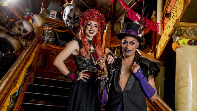 Draculas performers Pandora and Coco are excited about Draculas reopening on July 10 after being closed due to COVID-19. Picture: Jerad Williams