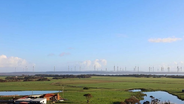 Render showing a future Robbins Island Renewable Energy Park, seen from Montagu, across Robbins Passage. Picture: Robbins Island Wind