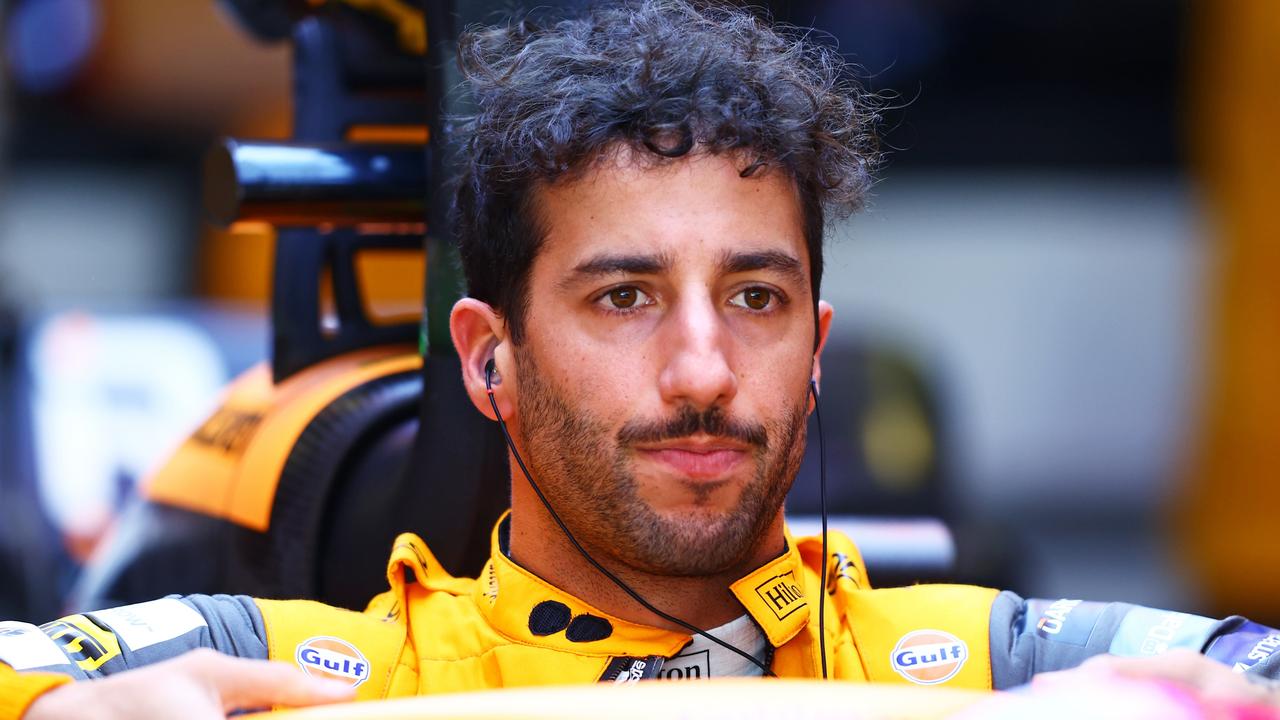 Daniel Ricciardo of Australia and McLaren prepares to drive in the garage during final practice ahead of the F1 Grand Prix of Abu Dhabi at Yas Marina Circuit on November 19, 2022 in Abu Dhabi, United Arab Emirates. (Photo by Mark Thompson/Getty Images)