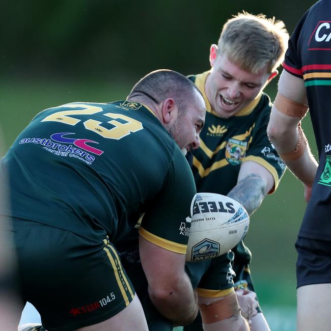 Wyong players celebrate a try. Picture: Sue Graham