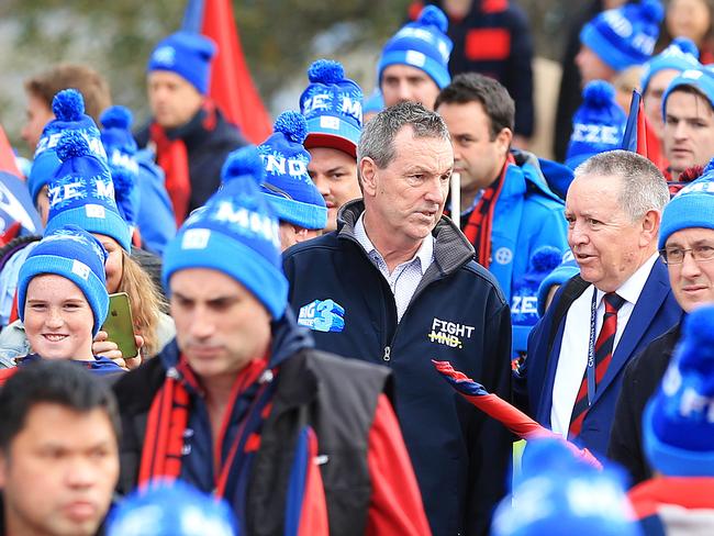 Neale Daniher and Melbourne fans walking before Big Freeze 3 at the MCG. Picture: Mark Stewart.