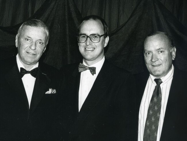 Frank Sinatra, Tony Cochrane and Michael Chugg in the 1980s.