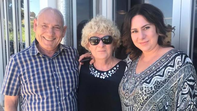 Angela Gerace with her parents Michael and Sue. Picture: Supplied