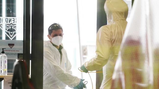Essendon’s base underwent extensive cleaning. Picture: AAP Images