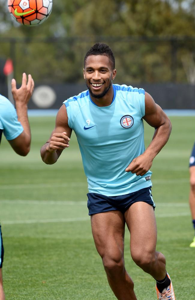 Harry Novillo was more relaxed at training ahead of City’s clash against Sydney FC. Picture: Nicole Garmston