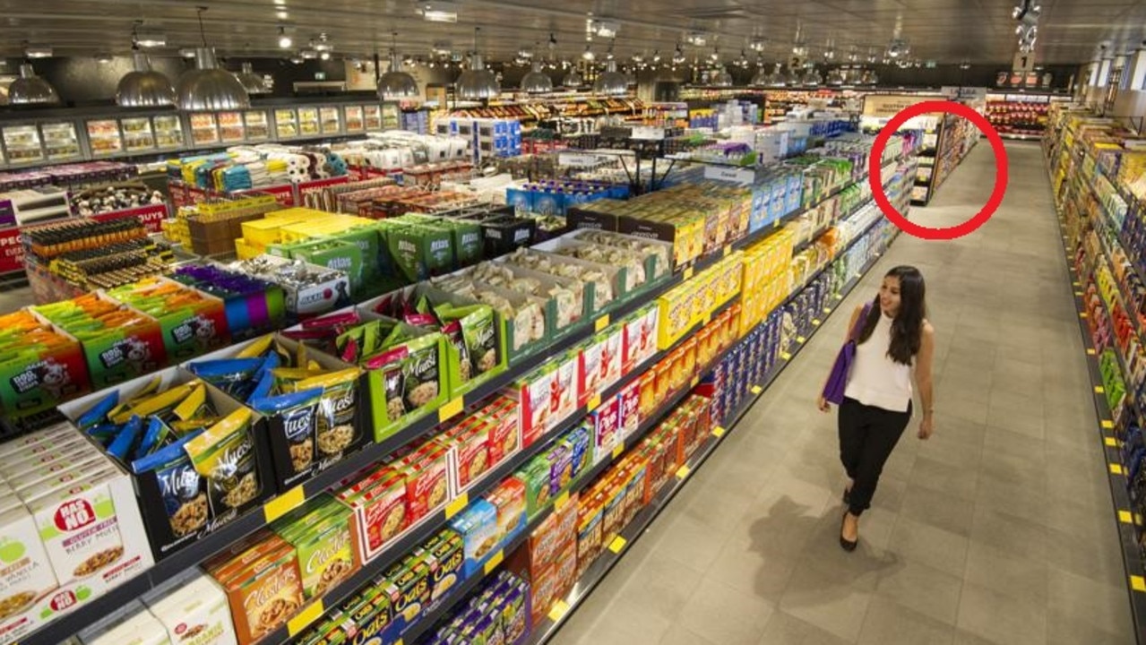 Aldi stores often have a middle aisle in Australian stores, a feature common overseas but almost absent from just about every supermarket here. Picture: NewsCorp.