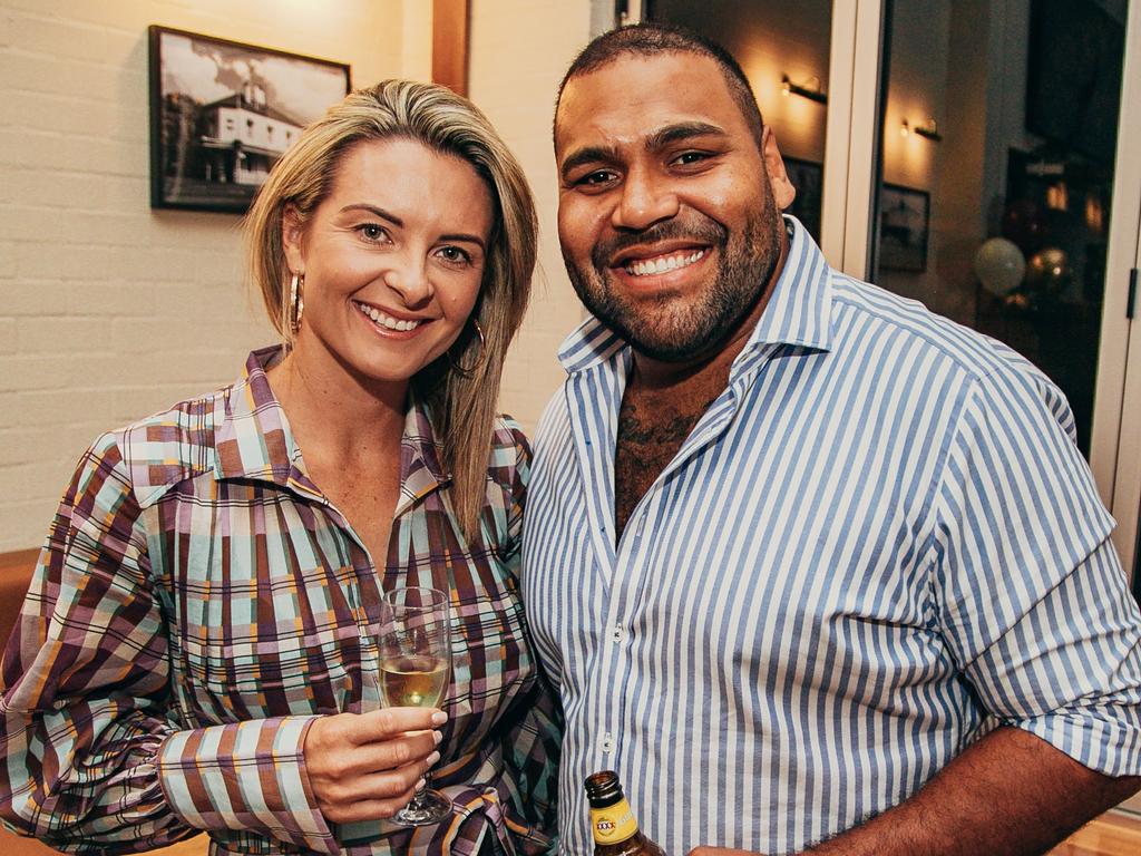 Rachel and Sam Thaiday at The Spotted Cow reopening in Toowoomba. Socials: Damien Anthony Rossi | Picture: Ali Rasoul