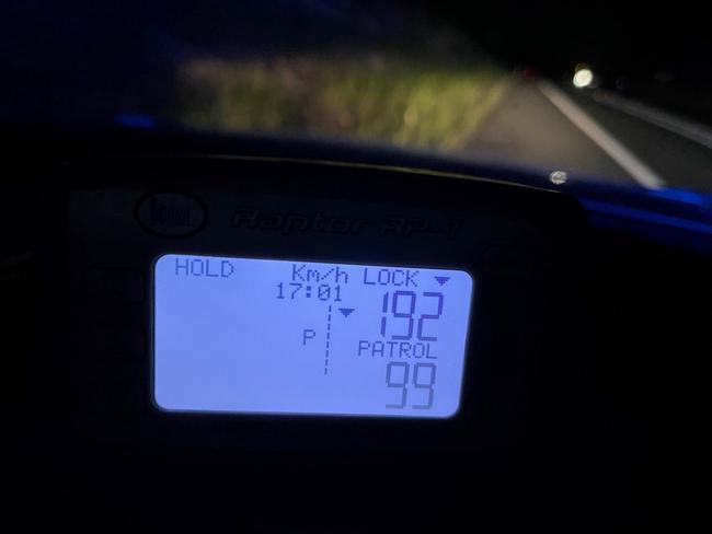 The motorcyclist was busted travelling at 192km/h in a 100 zone at Bauple.