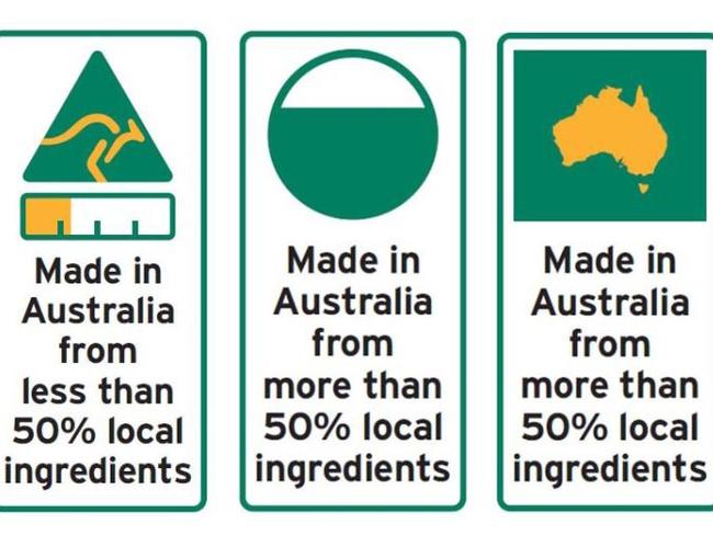 Country of origin food label concepts. The designs aim to show how much of a food product is made from Australian produce. To go with story by John Flint.