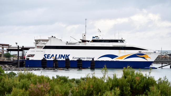 Sealink’s ferry docked at Penneshaw, Kangaroo Island. Picture: Bianca De Marchi