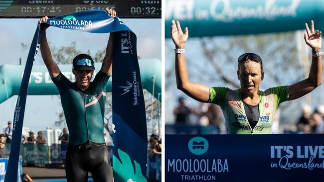 Nicholas Free and Lotte Wilms at the Mooloolaba Triathlon. Picture: Korupt Vision.