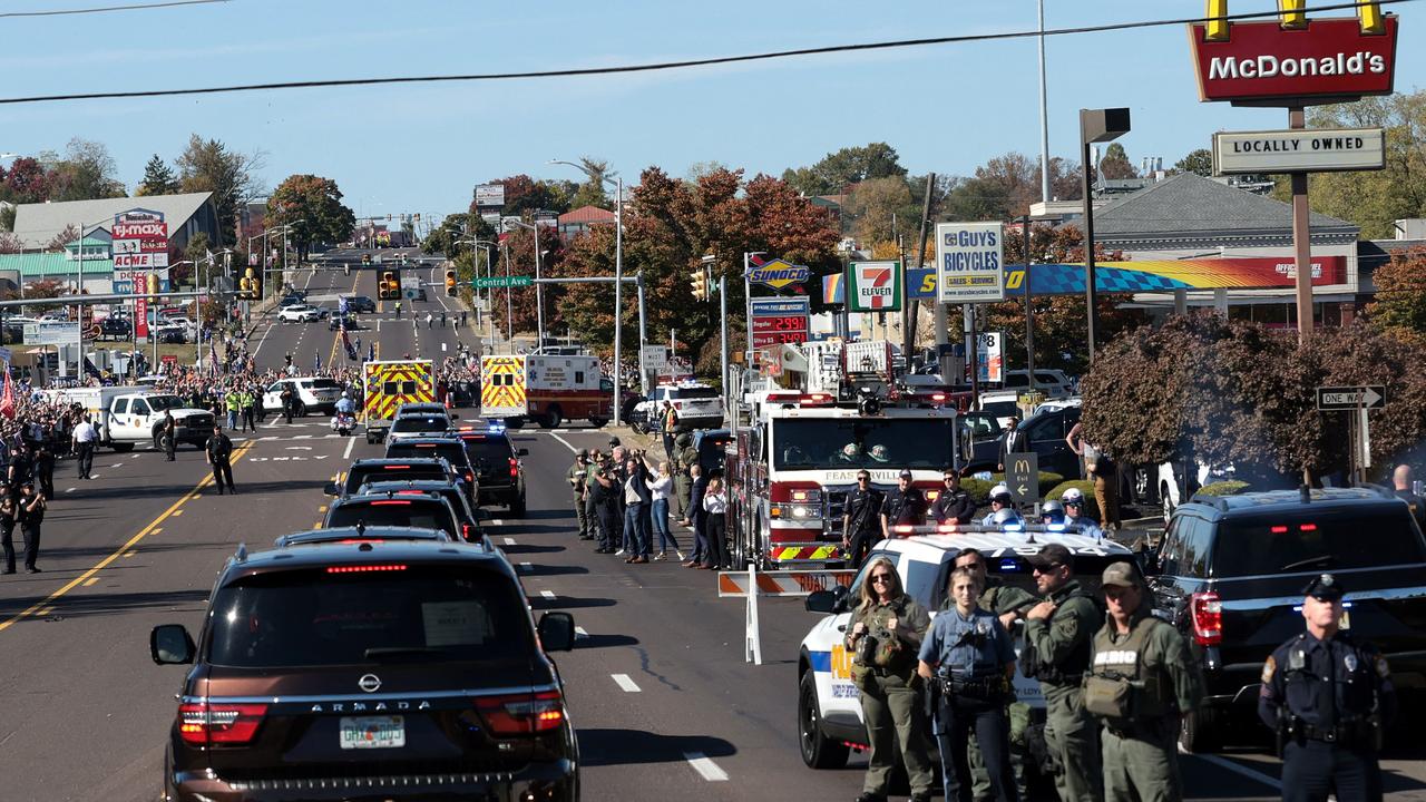 The motorcade for Mr Trump’s McDonald’s visit on October 20, 2024. Picture: Win McNamee/Getty Images/AFP