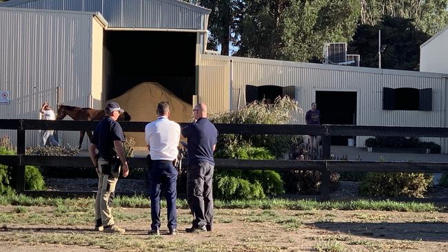 Officers outside the stables. Picture Josh Fagan