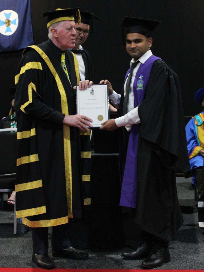 Mohit Sharma graduated with a Master of Construction Management at the CQUniversity graduation ceremony in Bundaberg on December 14, 2023.