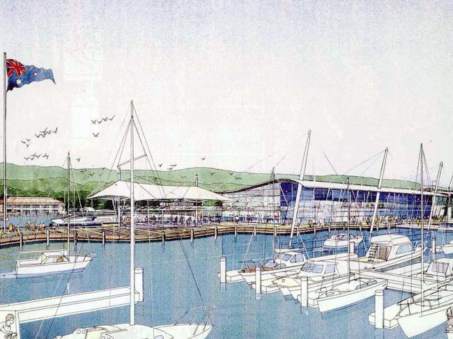 Artist impression of the boat harbour high speed ferry terminal planned for Gosford Waterfront in 1999.