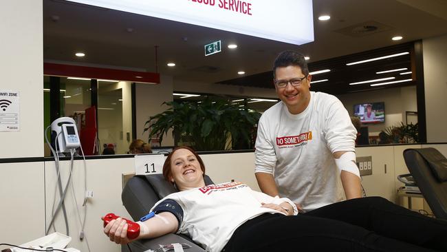 DoSomething Day 2018 . L to R;  News Local Staff ,Marketing Executive Sarah Watson and  Editor Antony Field   give a blood donation at the Red Cross Blood Service in the city. Picture: John Appleyard