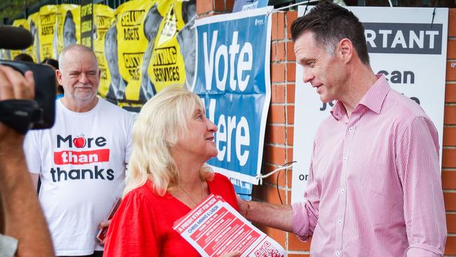 Chris Minns (right) with Kylie Wilkinson, Labor’s East Hills MP, on 2023 state election day. Picture: Supplied