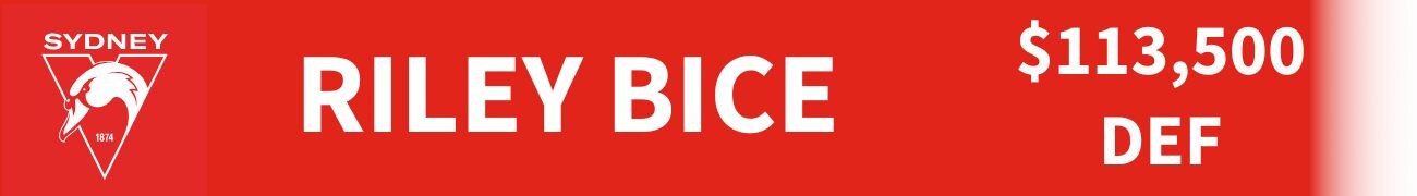 Riley Bice was taken by the Swans at Pick 41.