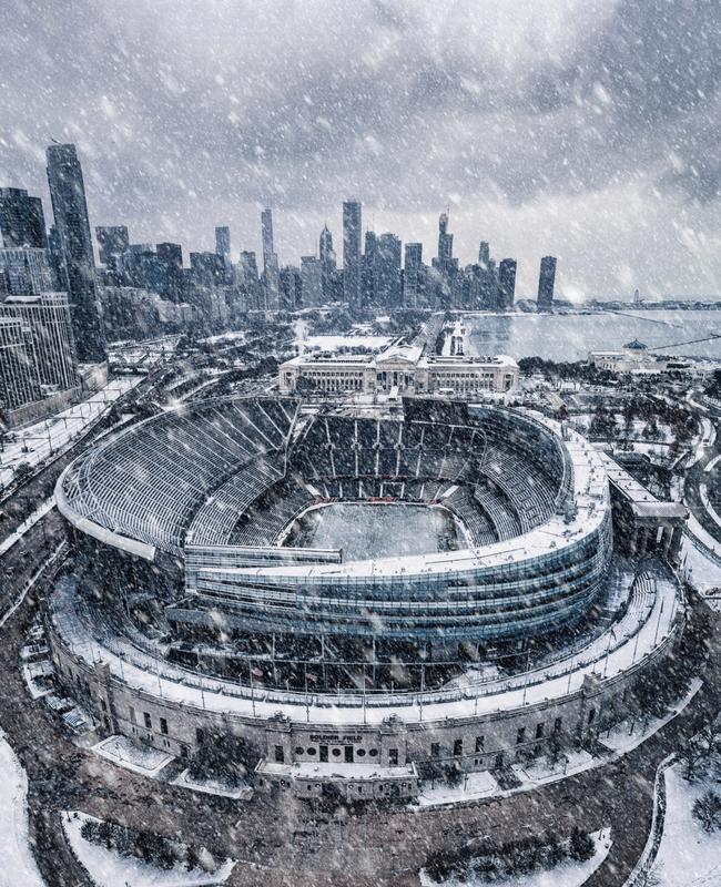 Soldier Field Blizzard, Chicago. Picture: Jamie Link/2019 Drone Awards