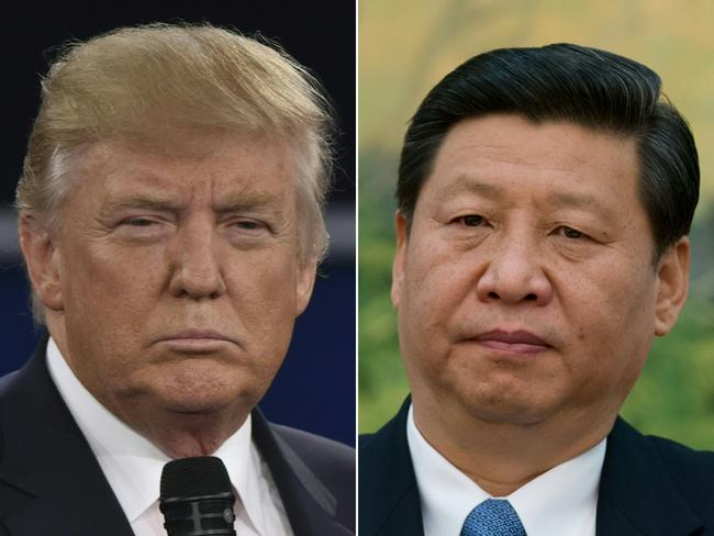 (FILES)(COMBO) This combination of file pictures created on April 4, 2017 shows US President Donald Trump in St. Louis, Missouri on October 9, 2016 and China's leader Xi Jinping in Beijing on December 5, 2012. - President Donald Trump hit back at China on August 23, 2019, in their mounting trade war, raising existing and planned tariffs in retaliation for Beijing's announcement earlier in the day of new duties on American goods. (Photos by Paul J. RICHARDS and Ed Jones / AFP)