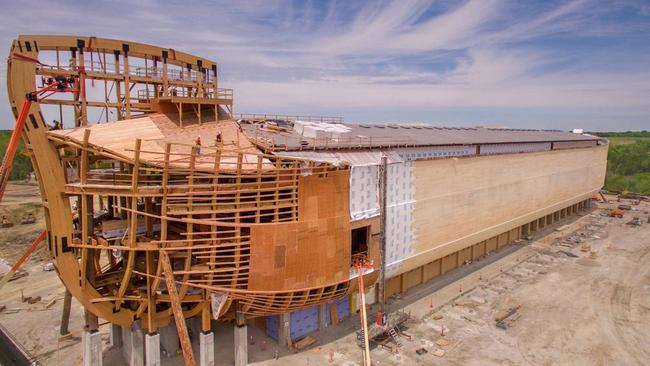 Biblical proportions: The ark dwarfs heavy equipment used in its construction. <i>Picture: Channel 7</i>