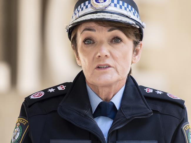 SYDNEY, AUSTRALIA, NewsWire, Saturday 20 May 2023.NSW Police Commissioner Karen Webb APM pictured talking to the media as the critical incident investigation continues into the incident involving a 95-year-old woman in Cooma.Picture: NewsWire/ Monique Harmer