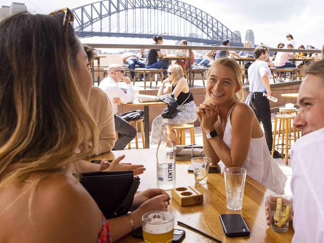 SYDNEY, AUSTRALIA - NewsWire Photos FEBRUARY 14, 2021: People are seen at the Opera Bar in Circular Quay. Picture: NCA NewsWire / Jenny Evans