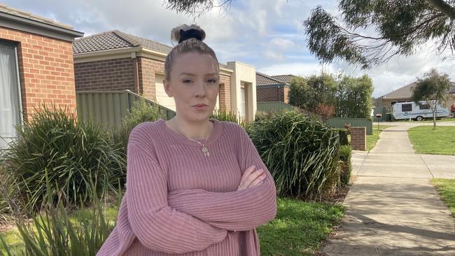 Ballarat woman Zoe Buhler outside her home.