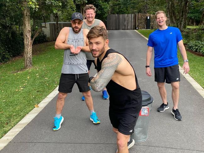 A backyard cricket sesh with Zocchi and his mates was a small price to pay for Smith. Picture: Instagram