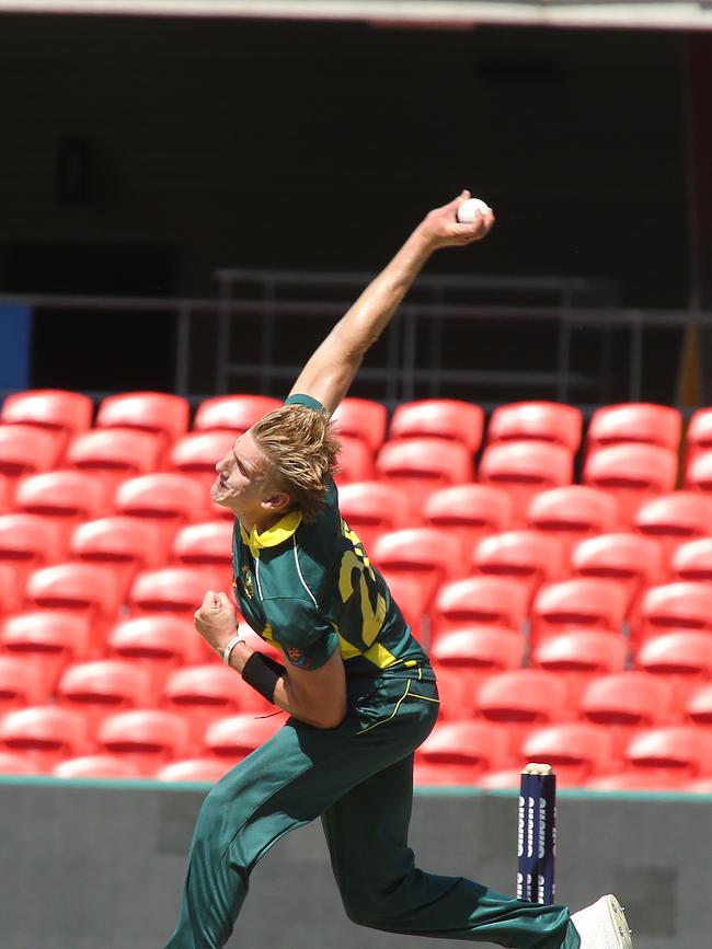 Cricket, Australia XI team playing England Lions in a one-day match at Metricon Stadium. Will Sutherland. Pic Mike Batterham