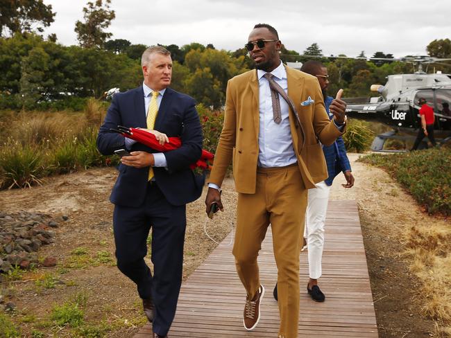 Usain Bolt arrives at Kennedy Oaks Day. Picture: Sam Tabone/Getty Images for Uber