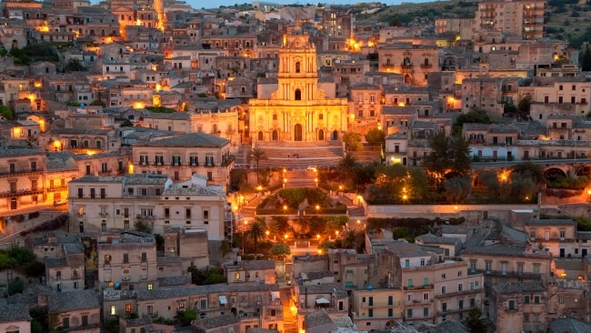 View over Modica and San Giorgio cathedral in Sicily. Picture: Getty Images