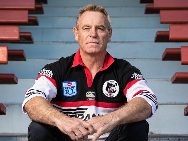 17th August 2022. The Mosman Daily. Sports Feature / Cover Story.North Sydney, Sydney, Australia.Pics by Julian Andrews.PICS FOR USE IN PRESTIGE TITLES ONLY. DO NOT USE ANYWHERE ELSE WITHOUT PRIOR PERMISSION FROM TIM MACINTYRE / ANDREA MCCULLOGH.Portraits of North Sydney Bears legend Greg Florimo pictured at North Sydney Oval.The Bears are trying to get back into the NRL and are considering a move to Perth WA. Florimo played over 300 first-grade games  for The Bears and is now involved with running the club.