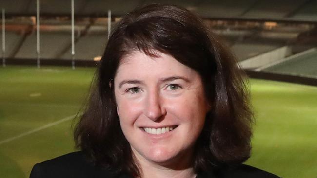 15/07/2019  Karen Chester deputy chair ASIC. . Meghan Quinn, deputy secretary Treasury and Jenny Wilkinson, Parliamentary Budget Officer  at the MCG for the economics society of Australia conference.Picture: David Geraghty / The Australian.