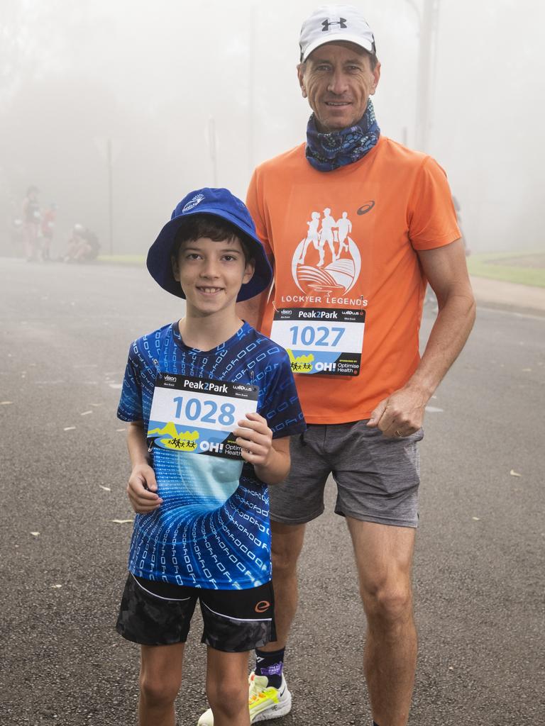Xavier (left) and Simon Grant at Peak2Park 2022, Sunday, April 3, 2022. Picture: Kevin Farmer