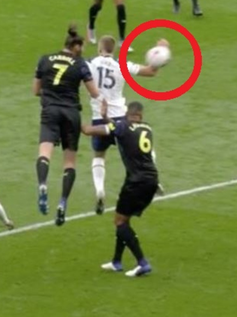 Eric Dier wasn’t looking when the ball brushed his arm.