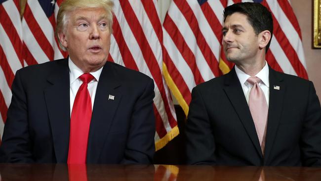 President-elect Donald Trump with House Speaker Paul Ryan, who would need to be part of any push for impeachment. Pic: AP