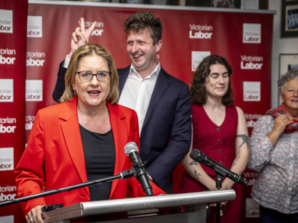 Premier Jacinta Allen and John Lister. Picture: Jake Nowakowski