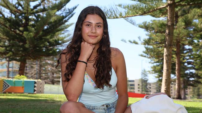 Mya Nicolitsi, 14, at Glenelg, SA. Picture: Emma Brasier