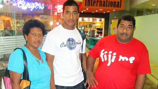 Viliame Kikau leaving Fiji for the first time for a six week trial with the Cowboys in 2013.