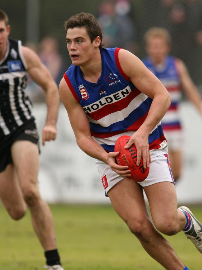 Grima in action for Central District against Port Adelaide in 2007. Picture: Stephen Laffer