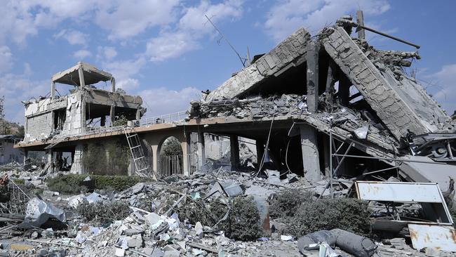 The damaged Syrian Scientific Research Centre which was attacked by US, British and French military strikes.