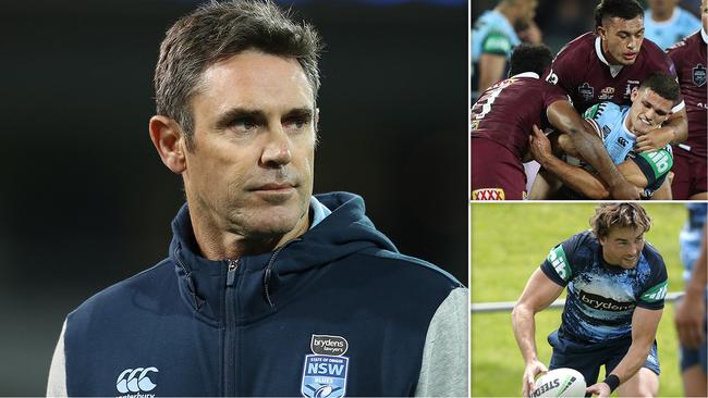 NSW coach Brad Fittler and (inset) Nathan Cleary and Clint Gutherson.