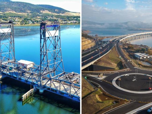 The old (left) and new (right) Bridgewater Bridges. Picture: supplied