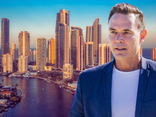 Division 10 Councillor Darren Taylor annouces 70,000 plants are now growing on The Spit as part of a major beachfront reforestation effort. Picture: Supplied